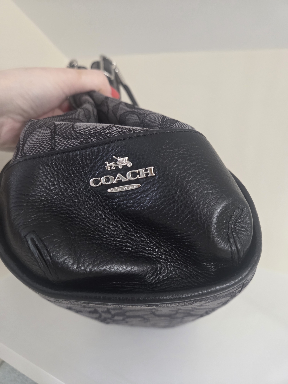 Coach Signature Jacquard Phoebe Madison Shoulder Bag in Grey/Black - Picture 5 of 9